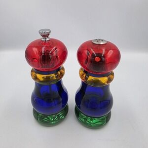 VTG MCM Olde Thompson 5" Sunset Fiesta  Acrylic Salt & Pepper Mill Shaker Set